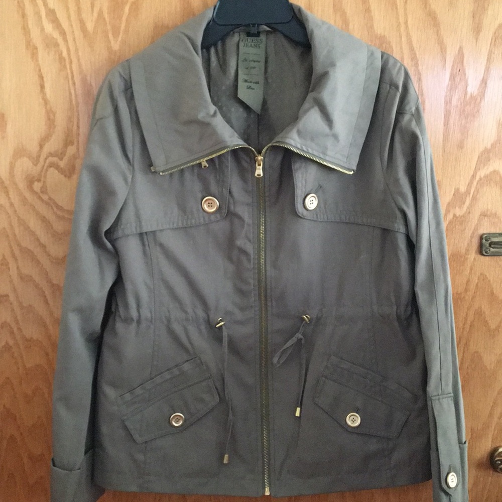 Olive Green, Polyester Guess lightly used Jacket
